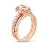 Thumbnail Image 2 of Oval Morganite and 1/2 CT. T.W. Diamond Frame Bridal Set in 14K Rose Gold