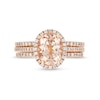 Thumbnail Image 3 of Oval Morganite and 1/2 CT. T.W. Diamond Frame Bridal Set in 14K Rose Gold