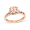 Thumbnail Image 0 of 6.0mm Morganite and 1/4 CT. T.W. Diamond Cushion Frame Bridal Set in 14K Rose Gold