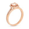 Thumbnail Image 2 of 6.0mm Morganite and 1/4 CT. T.W. Diamond Cushion Frame Bridal Set in 14K Rose Gold