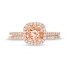 Thumbnail Image 3 of 6.0mm Morganite and 1/4 CT. T.W. Diamond Cushion Frame Bridal Set in 14K Rose Gold