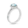 Thumbnail Image 2 of 6.0mm Aquamarine and 1/4 CT. T.W. Diamond Cushion Frame Bridal Set in 14K White Gold