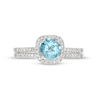 Thumbnail Image 3 of 6.0mm Aquamarine and 1/4 CT. T.W. Diamond Cushion Frame Bridal Set in 14K White Gold