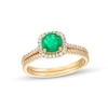 Thumbnail Image 0 of 6.0mm Emerald and 1/4 CT. T.W. Diamond Cushion Frame Bridal Set in 14K Gold