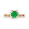 Thumbnail Image 3 of 6.0mm Emerald and 1/4 CT. T.W. Diamond Cushion Frame Bridal Set in 14K Gold