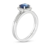 Thumbnail Image 2 of 6.0mm Blue Sapphire and 1/4 CT. T.W. Diamond Cushion Frame Bridal Set in 14K White Gold