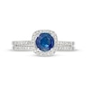 Thumbnail Image 3 of 6.0mm Blue Sapphire and 1/4 CT. T.W. Diamond Cushion Frame Bridal Set in 14K White Gold