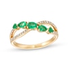 Thumbnail Image 1 of Multi-Shape Emerald and 1/6 CT. T.W. Diamond Open Infinity Ring in 14K Gold