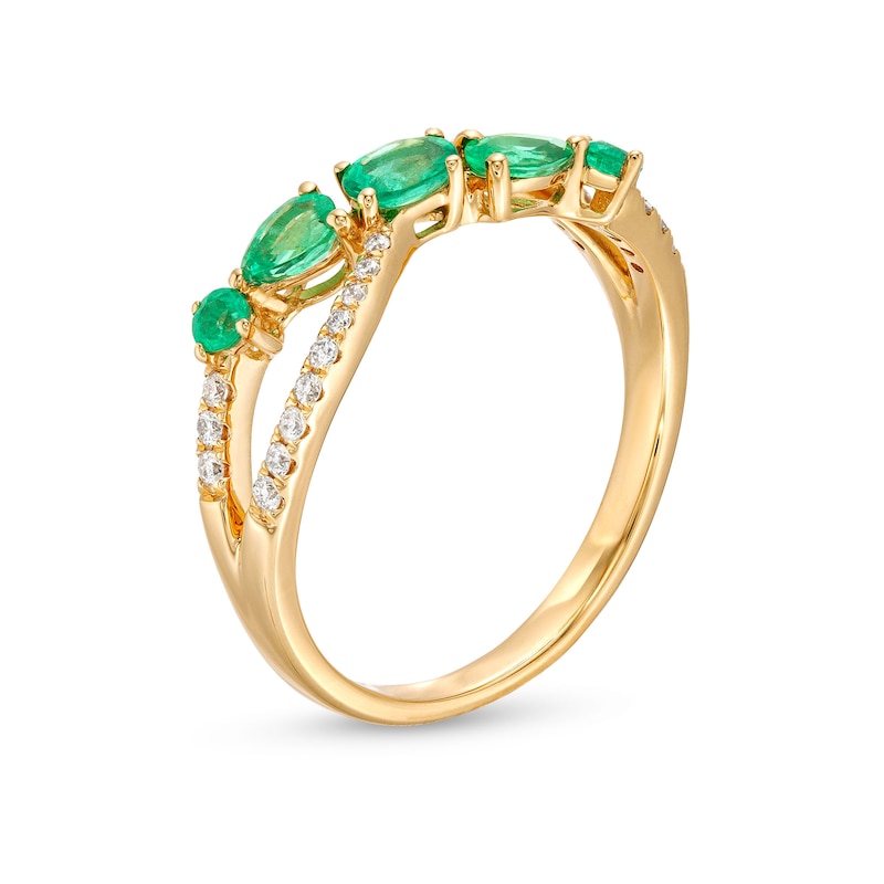 Main Image 3 of Multi-Shape Emerald and 1/6 CT. T.W. Diamond Open Infinity Ring in 14K Gold