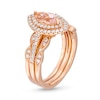 Thumbnail Image 2 of Marquise Morganite and 1/2 CT. T.W. Diamond Double Frame Vintage-Style Bridal Set in 14K Rose Gold