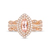 Thumbnail Image 3 of Marquise Morganite and 1/2 CT. T.W. Diamond Double Frame Vintage-Style Bridal Set in 14K Rose Gold