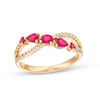 Thumbnail Image 1 of Multi-Shape Ruby and 1/6 CT. T.W. Diamond Open Infinity Ring in 14K Gold