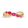 Thumbnail Image 4 of Multi-Shape Ruby and 1/6 CT. T.W. Diamond Open Infinity Ring in 14K Gold