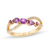 Thumbnail Image 1 of Multi-Shape Amethyst and 1/6 CT. T.W. Diamond Open Infinity Ring in 14K Gold