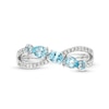 Thumbnail Image 4 of Multi-Shape Aquamarine and 1/6 CT. T.W. Diamond Open Infinity Ring in 14K White Gold