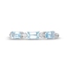 Thumbnail Image 4 of Sideways Emerald-Cut Aquamarine and 1/15 CT. T.W. Diamond Station Three Stone Ring in 14K White Gold