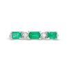 Thumbnail Image 3 of Sideways Emerald-Cut Emerald and 1/15 CT. T.W. Diamond Station Three Stone Ring in 14K White Gold