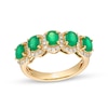 Thumbnail Image 0 of Oval Emerald and 3/8 CT. T.W. Diamond Frame Five Stone Ring in 14K Gold