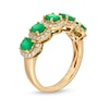 Thumbnail Image 2 of Oval Emerald and 3/8 CT. T.W. Diamond Frame Five Stone Ring in 14K Gold