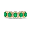 Thumbnail Image 3 of Oval Emerald and 3/8 CT. T.W. Diamond Frame Five Stone Ring in 14K Gold