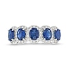 Thumbnail Image 3 of Oval Blue Sapphire and 3/8 CT. T.W. Diamond Frame Five Stone Ring in 14K White Gold
