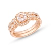Thumbnail Image 0 of 6.0mm Morganite and 1/3 CT. T.W. Diamond Scallop Frame Bridal Set in 14K Rose Gold