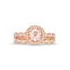 Thumbnail Image 3 of 6.0mm Morganite and 1/3 CT. T.W. Diamond Scallop Frame Bridal Set in 14K Rose Gold