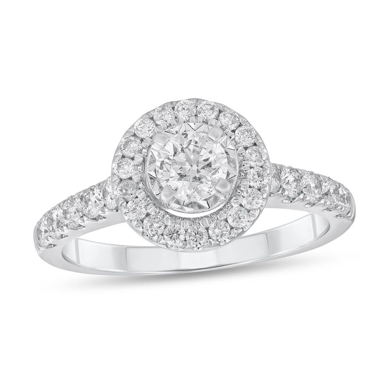 Main Image 1 of 1 CT. T.W. Diamond Frame Engagement Ring in 14K White Gold (I/I2)