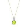 Thumbnail Image 1 of Faceted Pear-Shaped Peridot and Diamond Accent Pendant in 14K Gold