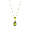 Thumbnail Image 1 of Pear-Shaped Peridot and 1/6 CT. T.W. Diamond Frame Dangle Drop Pendant in 14K Gold