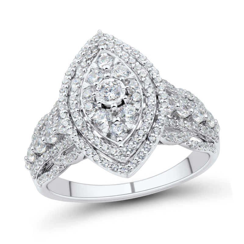 1 CT. T.W. Marquise Multi-Diamond Layered Engagement Ring in 10K White ...