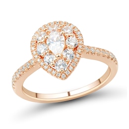 1 CT. T.W. Pear-Shaped Diamond Teardrop Frame Engagement Ring in 14K Rose Gold (I/I1)