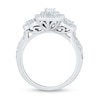 Thumbnail Image 2 of 1 CT. T.W. Oval Diamond Frame Three Stone Twist Shank Engagement Ring in 14K White Gold (I/I1)