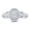 Thumbnail Image 3 of 1 CT. T.W. Oval Diamond Frame Three Stone Twist Shank Engagement Ring in 14K White Gold (I/I1)