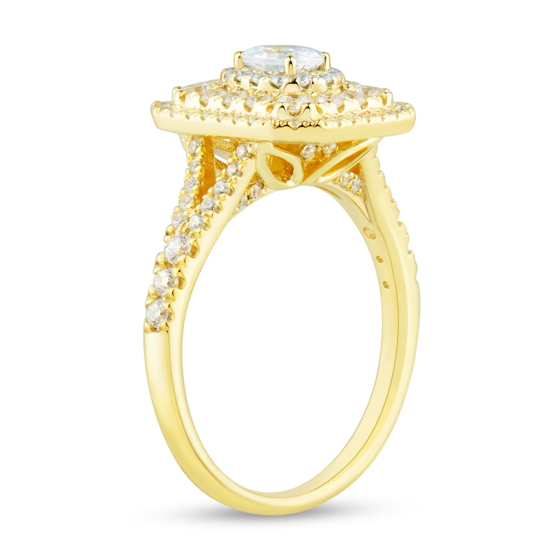 1 CT. T.W. Oval Diamond Octagonal Art Deco Frame Engagement Ring in 14K Gold (I/SI2)
