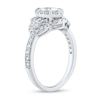 Thumbnail Image 1 of 1 CT. T.W. Oval Diamond Frame Tri-Sides Engagement Ring in 14K White Gold (I/I1)