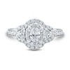 Thumbnail Image 2 of 1 CT. T.W. Oval Diamond Frame Tri-Sides Engagement Ring in 14K White Gold (I/I1)