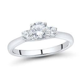 1 CT. T.W. Diamond Three Stone Engagement Ring in 14K White Gold (I/I2)