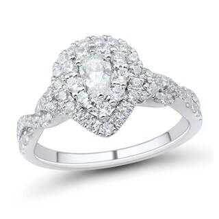 1 CT. T.W. Pear-Shaped Diamond Double Frame Engagement Ring in 14K White  Gold