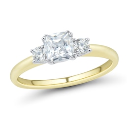 1-1/4 CT. T.W. Cushion-Cut and Round Diamond Three Stone Engagement Ring in 14K Gold (I/I1)