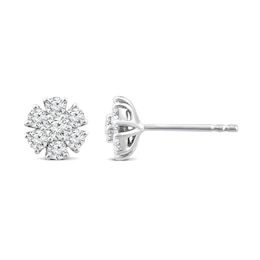 1/2 CT. T.W. Diamond Flower Stud Earrings in 14K White Gold