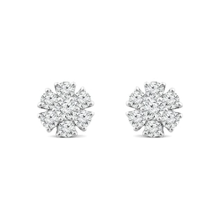 1/2 CT. T.W. Diamond Flower Stud Earrings in 14K White Gold | Zales Outlet