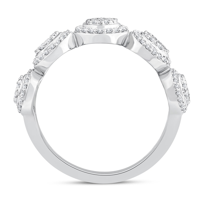 Main Image 3 of 5/8 CT. T.W. Oval Multi-Diamond Frame Five Stone Band in 10K White Gold