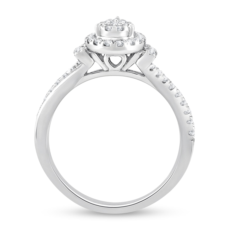 Main Image 3 of 3/8 CT. T.W. Pear Multi-Diamond Teardrop Frame Engagement Ring in 10K White Gold