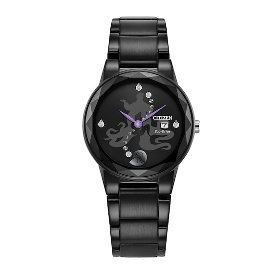 Ladies' Citizen Eco-DriveÂ® Villains Ursula Silhouette Black IP Watch with Black Dial (Model: GA1075-68W)