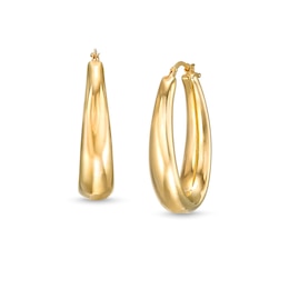 60.0mm Sculpted Hollow 14K Gold Hoop Earrings