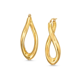 21.0mm Sculpted Hollow 14K Gold Hoop Earrings