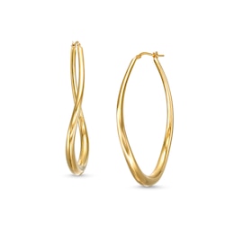 58.0mm Sculpted Hollow 14K Gold Hoop Earrings