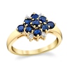 Thumbnail Image 0 of Blue Sapphire and 1/20 CT. T.W. Diamond Sideways Marquise Cluster Ring in 14K Gold