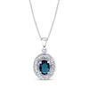 Thumbnail Image 1 of Oval Blue Sapphire and 1/5 CT. T.W. Diamond Channel Frame Pendant in 14K White Gold